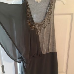 Green and grey studded Razorback dress- sheer